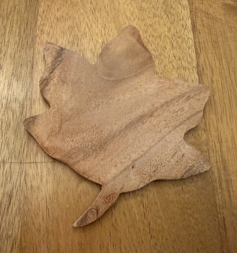 Carved wooden leaf dish