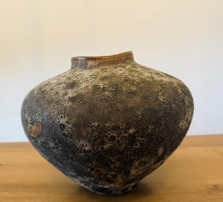 Textured stone vase